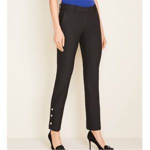 Ann Taylor black ankle pants with gold button detail, size 10